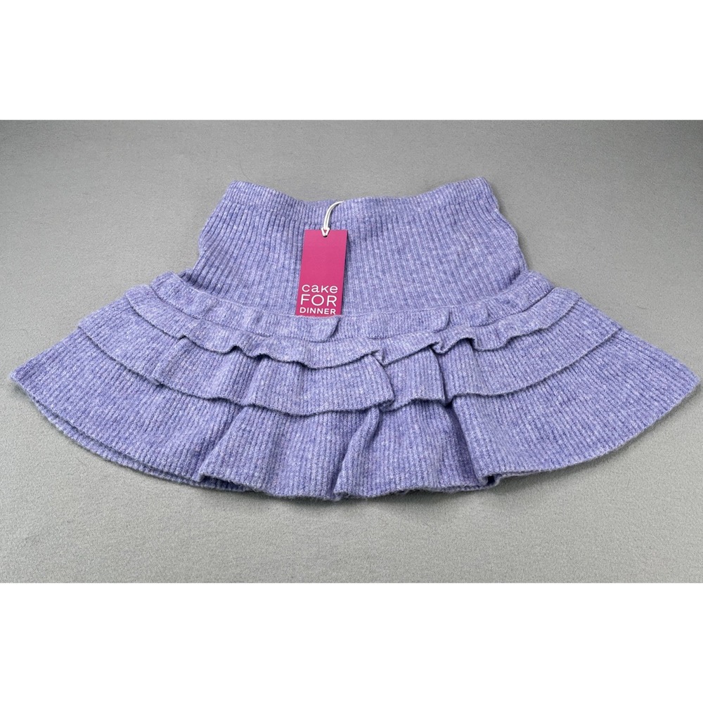 Cake For Dinner Womens Med. Purple Kensington Knit Tiered Ruffle Mini Skirt NWT